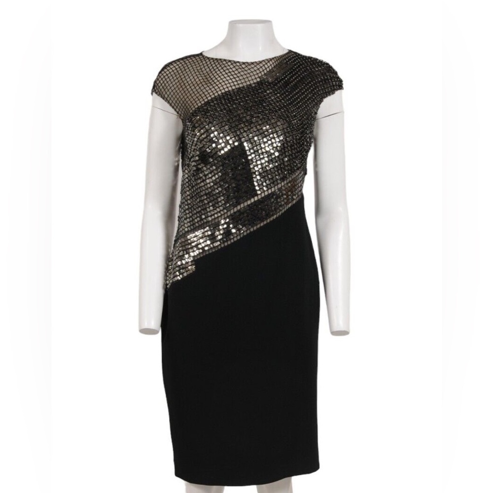 Pamella Roland - Sequin Mesh Midi Black Dress